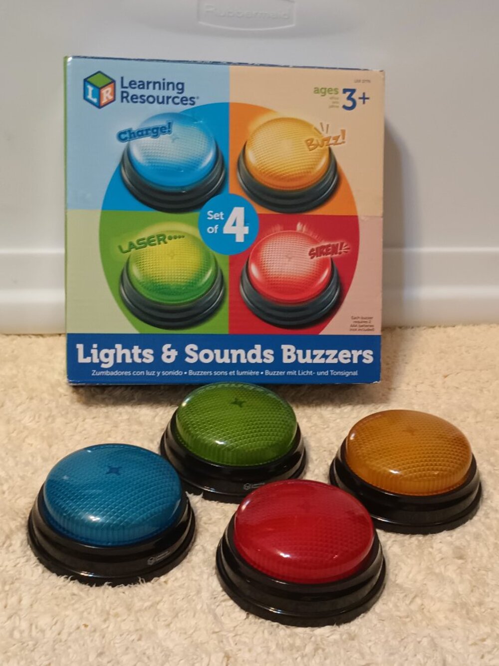 EUC ~ Learning Resources' Lights and Sounds Buzzers 4 Pc. Set (for Ages 3+)
